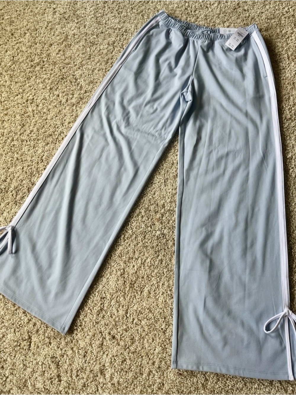 Gilly Hicks Women’s Wide Leg Track Pants with Side Stripe and Ties - size S